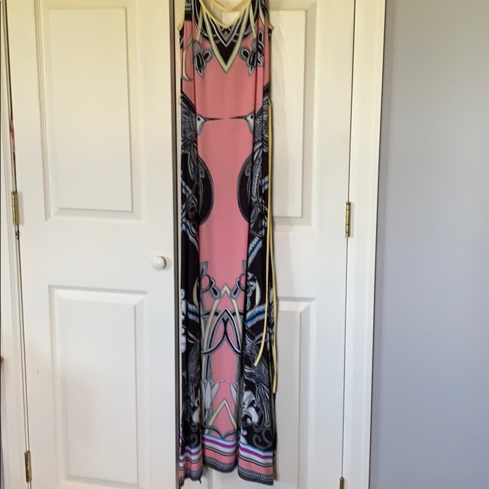 Peach puff pink and black sundress